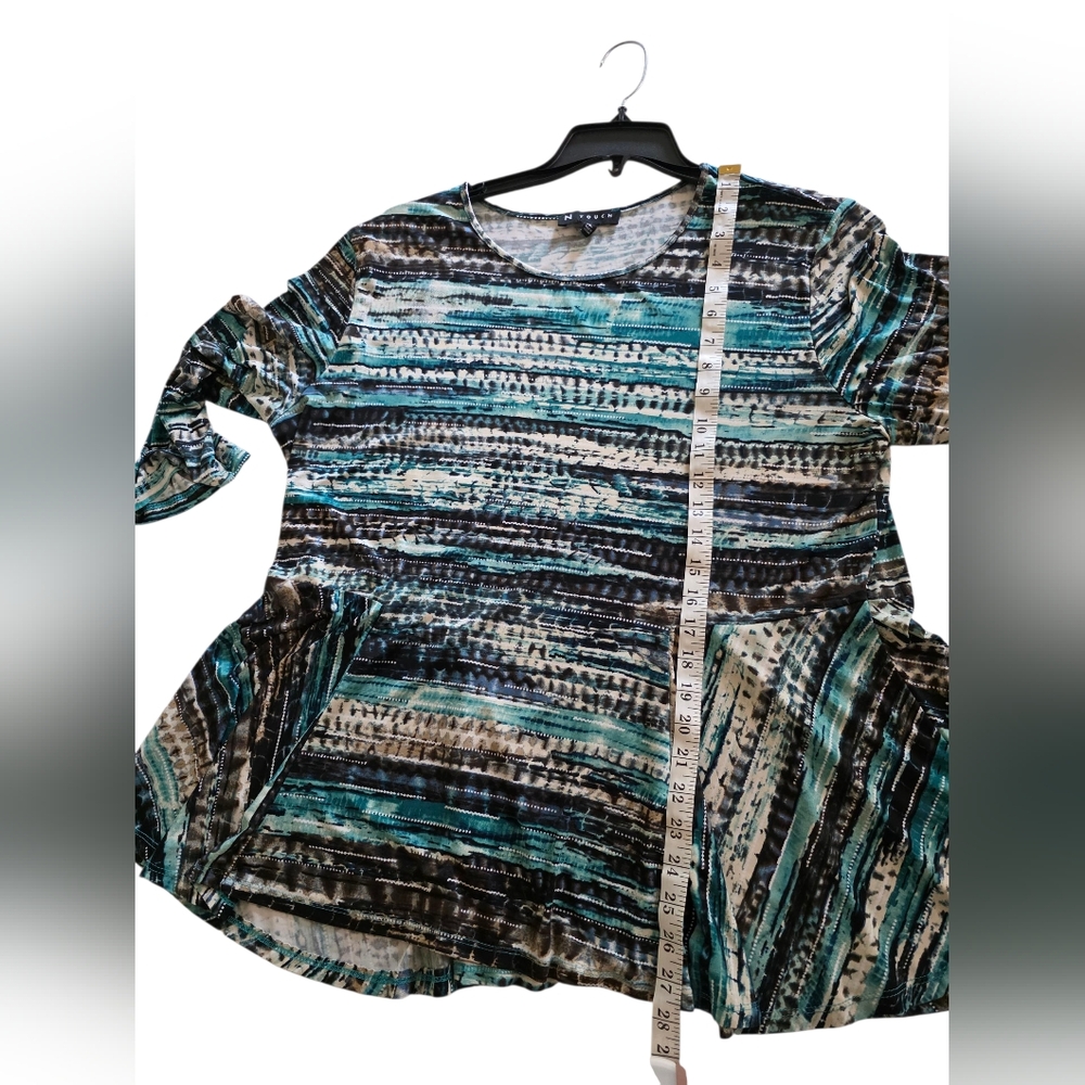 Teal and Black Patterned Women's Tunic. Great Fall Top - Picture 6 of 10